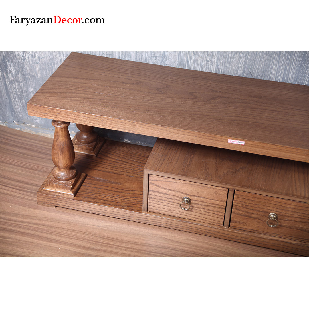 میز تی وی انگلیسی فریازان دکور چوب روکش چوب بلوط 8 میز تی وی چستر انگلیسی روکش چوب بلوط