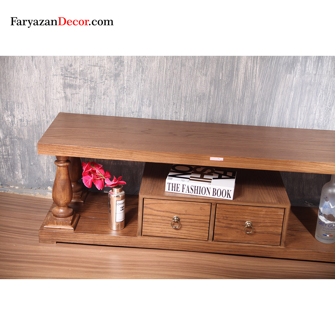 میز تی وی انگلیسی فریازان دکور چوب روکش چوب بلوط 5 میز تی وی چستر انگلیسی روکش چوب بلوط