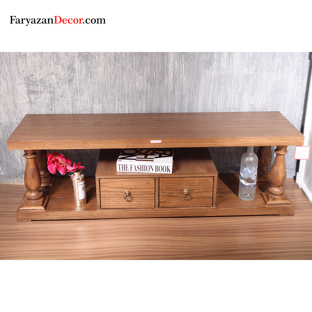 میز تی وی انگلیسی فریازان دکور چوب روکش چوب بلوط 1 میز تی وی چستر انگلیسی روکش چوب بلوط