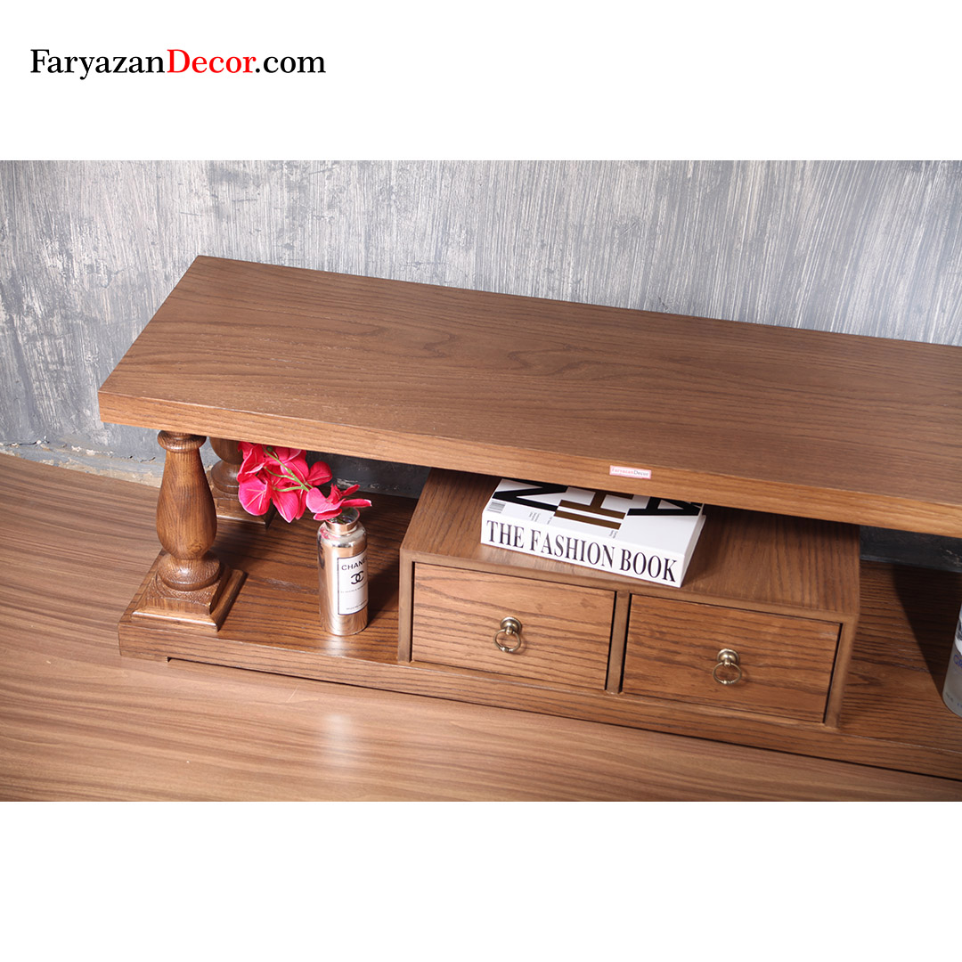 میز تی وی انگلیسی فریازان دکور چوب روکش چوب بلوط 11 میز تی وی چستر انگلیسی روکش چوب بلوط